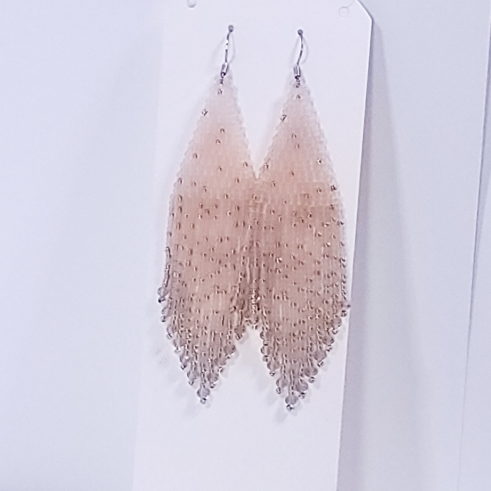 Pink Champagne Chandelier Beaded Earrings - Picture 6 of 7